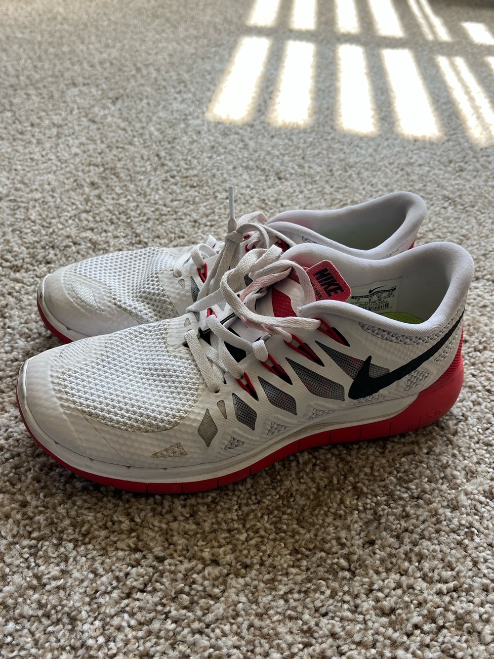 Nike White and Red Running Sneakers